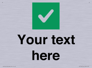 Custom plain background, green square with tick sign